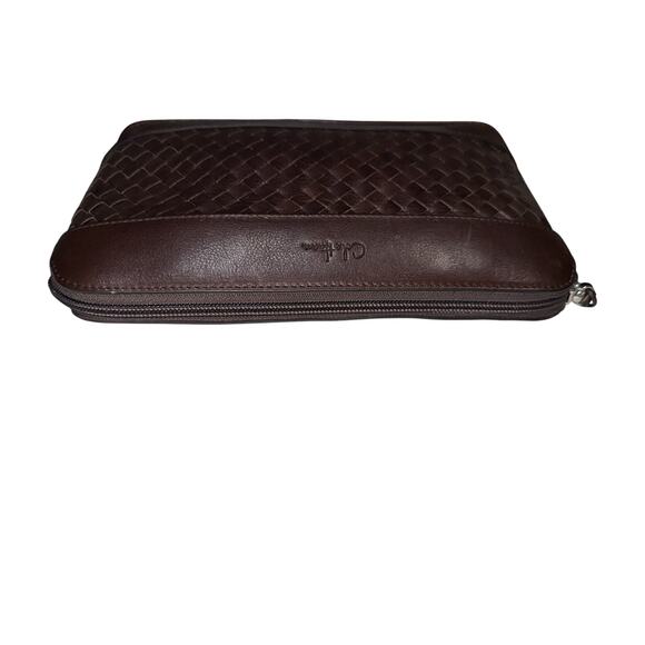 Cole Haan Brown Woven Leather Travel Toiletry Bag Shave Dopp Kit Makeup Case NEW - Picture 5 of 8
